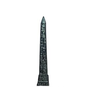 Black Egyptian Obelisk Statue With hieroglyphics 13in Tall Excellent Condition